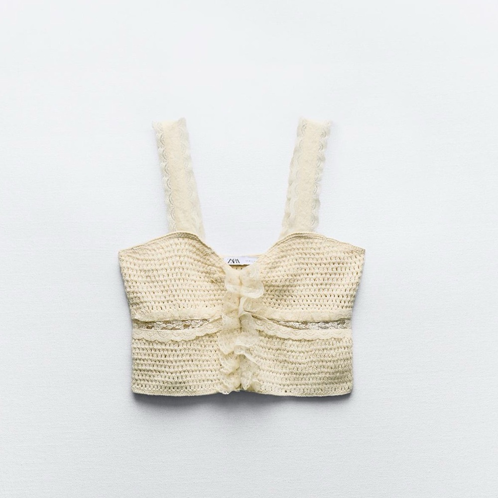 NWT Zara Combination Knit and Lace Top